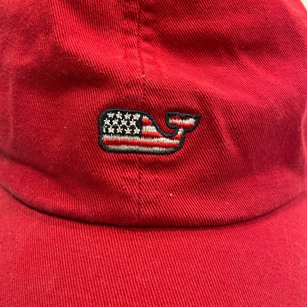 Vineyard Vines Whale Logo Adjustable Strap Red Baseball Hat